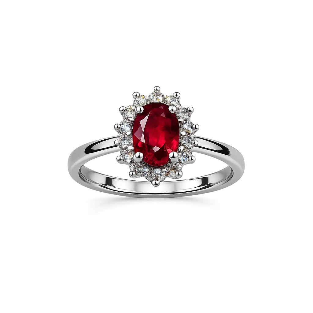 Anello oro Rubino 1.00 ct e Diamanti Naturali